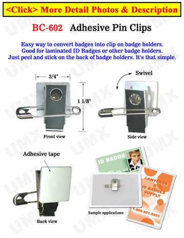 Adhesive Pin Name Card Clips With Metal Badge Clips and Pins