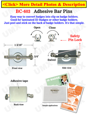 Swivel Pin ID Holder Adaptors With Adhesive Backs on Steel Metal Plates