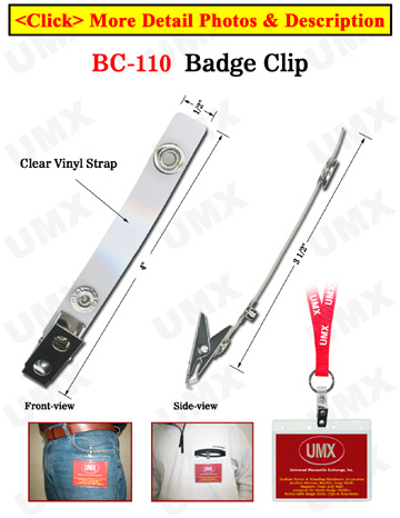 Extra Long Enhanced ID Card Strap Holders With Two-Holes ID Card Clips