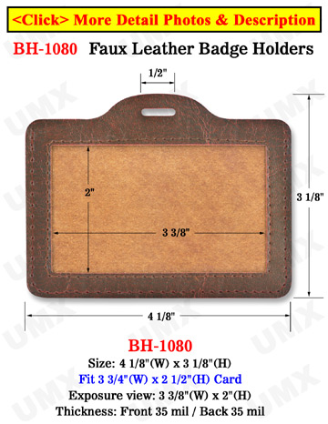 Leather ID Card Holder | ID Badge Holder Rustic Brown