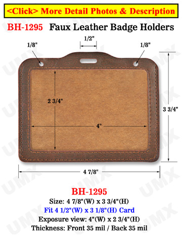 Big Size Faux Leather Name Badge Holder - Horizontal 4x3"
