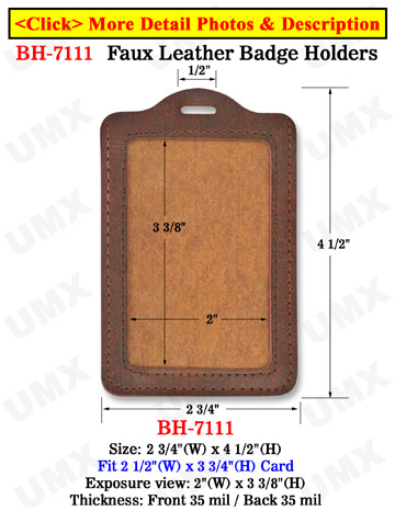 Fashion Leather ID Card Holders - Vertical Credit Card Size 