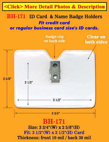 Heavy Duty Clip-On Badge Holder For 3 1/2(W)x 2 1/2(H) Credit