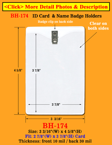 Heavy Duty Clip-On Vertical ID Holder: 3"(W)x 4 1/2"(H)