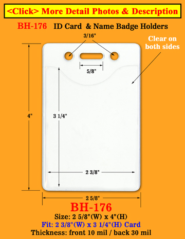 Heavy Duty Vertical Identification Card Holders: 2 3/8(W)x 3 1/4(H)  Credit Card Size 