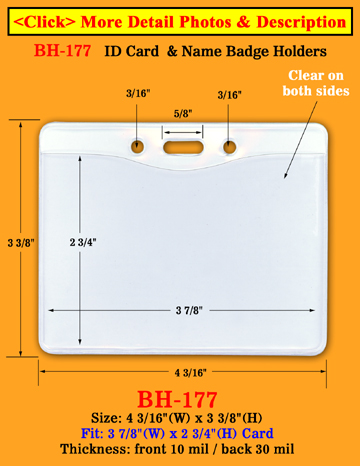 Heavy Duty Horizontal Corporate Badge Holder: 3 7/8"(W)x 2 3/4"(H)