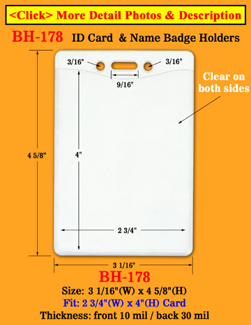 Heavy Duty Vertical School ID Holder: 2 3/4"(W)x 4"(H)