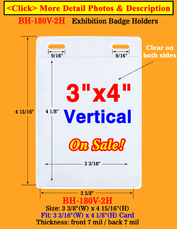 Economy Exhibition Badge Holders - Vertical Style With 2 Holes