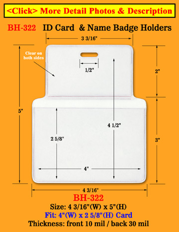 Thick Heavy Duty Top Loading ID Card Holder: 4"(W)x 2 5/8"(H)