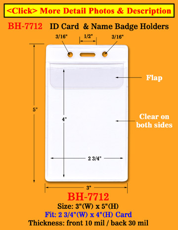 Top Loading Vertical Clear Plastic Name Tag Holders With Plastic Flaps