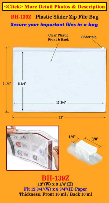 Big Plastic Zip Bags Fit A4 Size Paper, Document or Clothing 