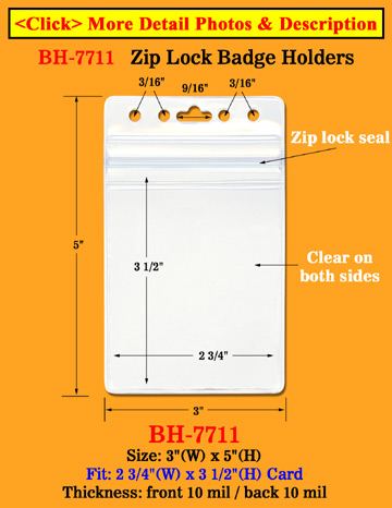 Zipper Badge Holders With Zip-Lock Protection On Top Of Holders