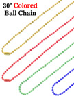 Ball Chains: 30" Gold, Red, Blue and Green Color Metal Neck Chain Lanyards