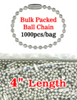 4" Bulk Packed Ball Chains: Wholesale Bulk Order Metal Bead Chain Nickel Color