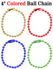 Color Name Tag Ball Chains : Gold, Red, Blue & Green Color 4" Bag Name Tag Chains