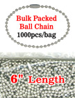 6" Bulk Order Wholesale Ball Chains: Bulk Packed Metal Bead Chains Nickel Color