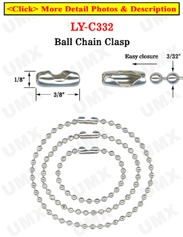 Ball Chain Connectors: Necklace Clasps Fit 2.4mm Metal Bead Balls Nickel  Finish 