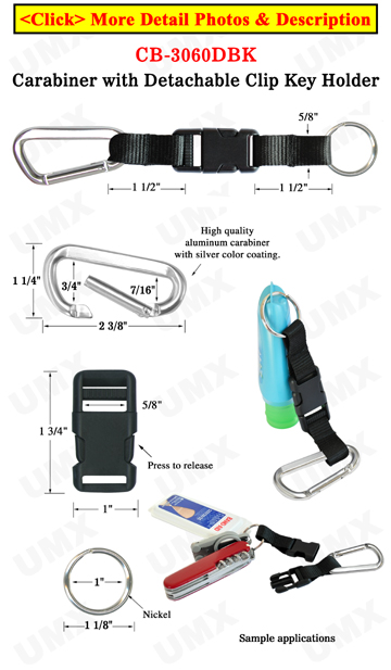 Carabiner Clips with Detachable Key Holder Straps 