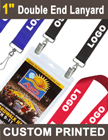 1" Promotional Logo Lanyards For Badges  with Two Clip Holes