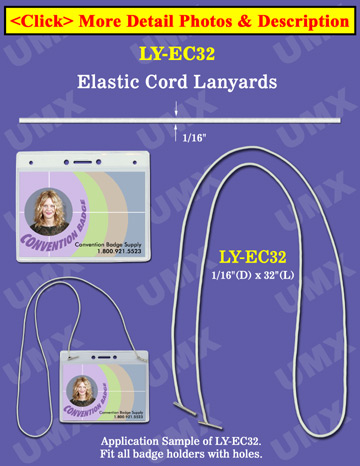 Elastic Lanyards: Wholesale: Stretchy Round Cords with Two-Ends and Two Metal Tips