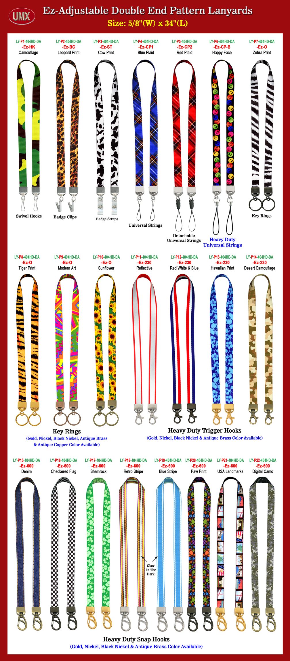 Overall View: Helpful Photo For 5/8" Ez-Adjustable Double Ended Art Printed Neck Lanyards With Two Hardware Buyer