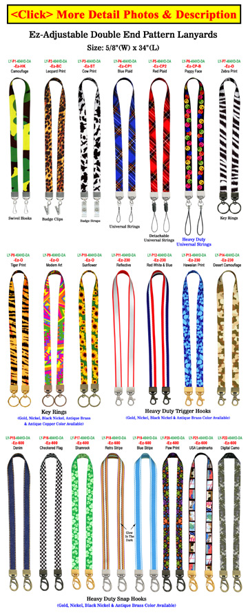 5/8" Ez-Adjustable Double Ended Art Printed Neck Lanyards With Two Hardware