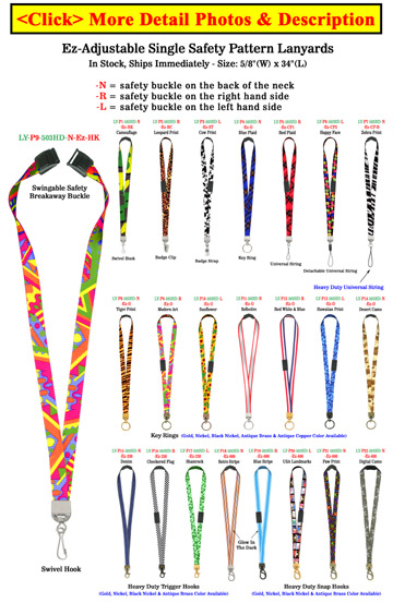 5/8" Ez-Adjustable Art Printed Safety Neck Lanyards With Safety Break Away Protection
