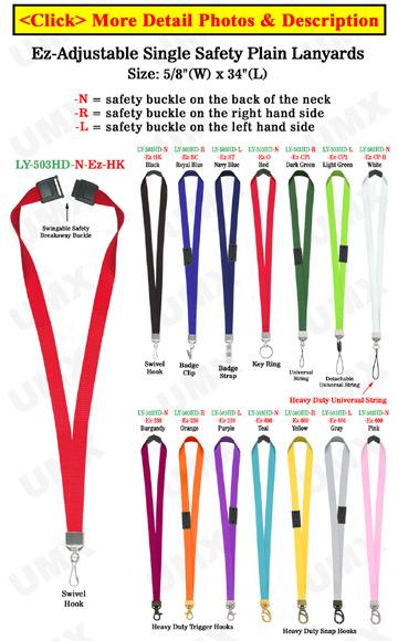 5/8 Ez-Adjustable Safety Neck Lanyards With Single Safety