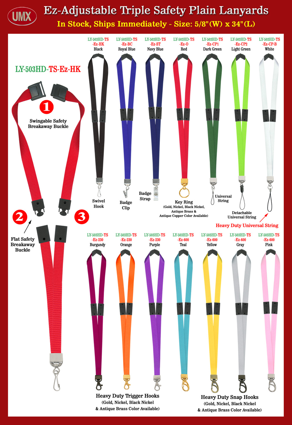 Overall View: Helpful Photo For /8" Ez-Adjustable Triple Safety Neck Lanyards With Three Safety Break Away Buckles Buyer