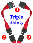 5/8" Ez-Adjustable Triple Safety Neck Lanyards With Three Safety Breakaway Buckles