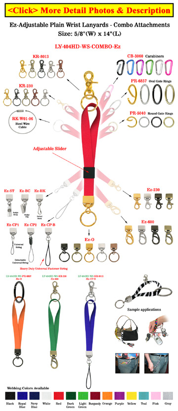Wrist Lanyards: 5/8" Heavy Duty Straps With 14-Colors and 45+ Combo Hardware Selections