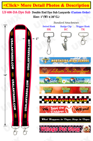 Big Promotional Lanyards With 2 Ends and Dye Sub Custom Printed