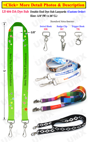 Custom Logo Two Ended Lanyards With Dye Sublimated Custom Imprint