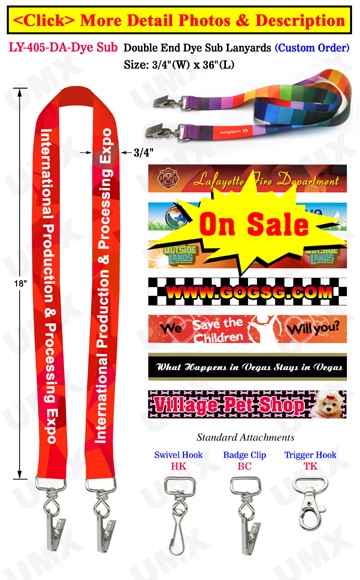 Full Color Custom ID Lanyards With 2 Badge Clips or 2 Hooks 