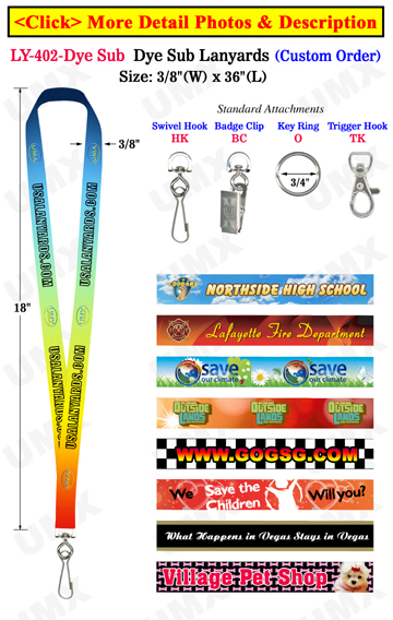 3/8" Custom ID Lanyards With Full Color Dye Sublimated Imprint