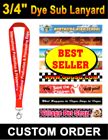 3/4" Best Seller Customized Badge Holder Lanyards with Dye Sub Custom Logo Imprinted LY-405-Dye-Sub/Per-Piece