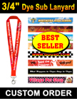 3/4" Best Seller Customized Badge Holder Lanyards with Dye Sub Custom Logo Imprinted