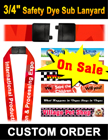 3/4" Safety Lanyards For Sale: Dye Sub Custom Printed  Bulk Price