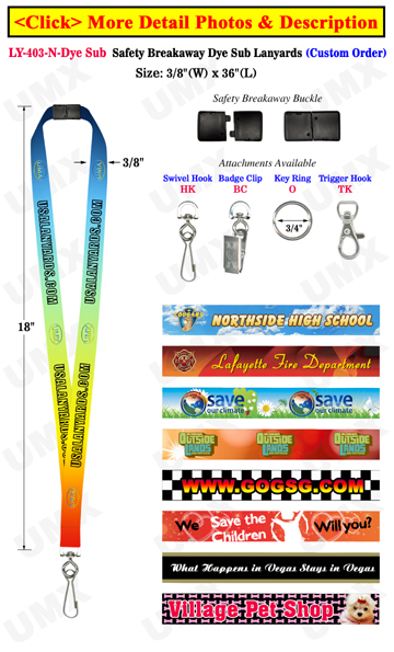 3/8" Safety Release Lanyards With Custom Dye Sublimated Imprint