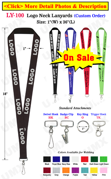 1" Big Logo Personalized Lanyards For Promotional Ticket Holders or Event ID Cards