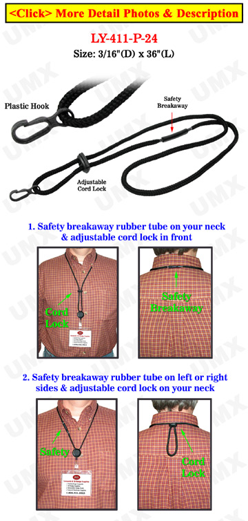 Braided Cord Safety Release Lanyards With Non-Swivel Plastic Hooks