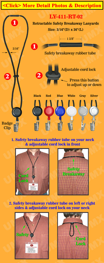 Retractable ID Holder Safety Lanyards With Badge Clips