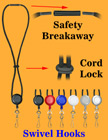 Retractable Safety Round Cord Lanyards With Metal Swivel Hooks