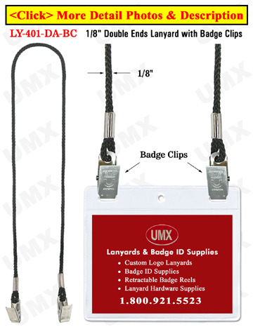 LY-401-DA-HK 1/8" Double Attachment Lanyards With Swivel Hooks