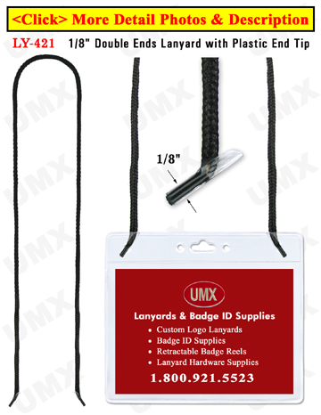 LY-421 1/8" Round Cord Lanyards With Two Heavy Duty Plastic End-Tips
