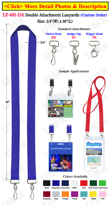 3/4" Conference Lanyards with Two Ends