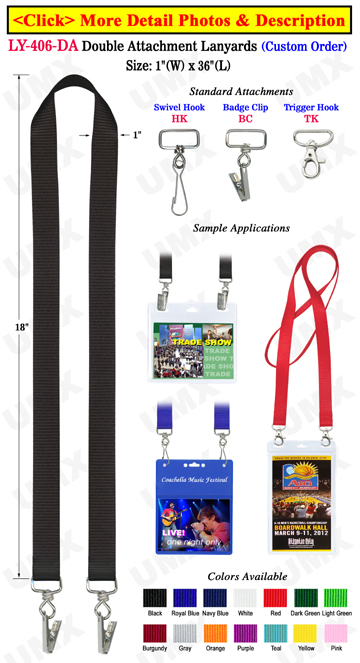 1 Big Sports Ticket Lanyards With Two Heavy Duty Hooks or Badge Clips 