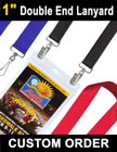 1" Big Sports Ticket Lanyards With Two Heavy Duty Hooks or Badge Clips LY-406-DA/Per-Piece