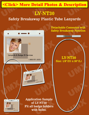 Plastic Lanyards: Wholesale: Frosted Round Tube with Safety Breakaway Function