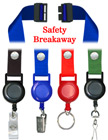 Safety Retractable Badge Holder Lanyards: with 3/4" Plain Color Snap Fastener Neck Lanyard Straps